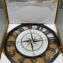 Modern Wall Clock, 16 Inch Tempered Glass Compass Pattern Dial Wall Clock Metal Frame Silent Non Ticking Wall Clocks (3. XX-Large(16 IN))