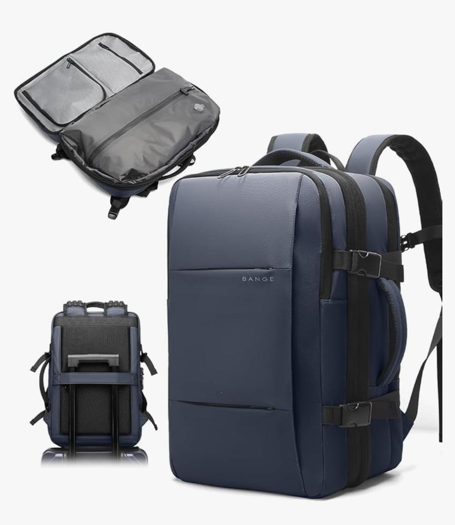 BANGE Backpack with Anti-Theft Vacuum Compression Travel Backpack,Expandable Backpacks with Pump for Airplanes