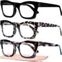 CCVOO Oprah Style Reading Glasses for Women, Stylish Eyeglasses, Blue Light Readers for Women, Computer Eye Glasses, Cheaters (A2 Smoky Safari)