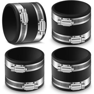 Minatee 4 Pcs 2-1/2 Inch Dust Control Flex Cuffs with Stainless Steel Hose Clamps, Flexible PVC Coupling for Plastic and Copper Plumbing Connections, Connector Ports Dust Collection Fittings