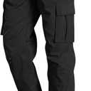 Men's Cargo Pants Casual Workout Joggers Stretch Sweatpants Elastic Drawstring Hiking Tactical Pants with 6 Pockets (Large, Black)