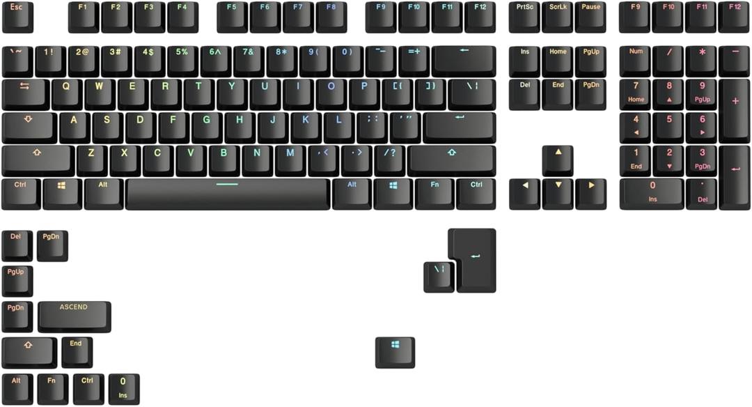 GLORIOUS Gaming ABS Doubleshot 123-Keycap Set (ANSI) - Premium OEM Profile in Classic Black - Ideal for RGB Backlit Mechanical Keyboards