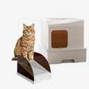 Enclosed Stainless Steel Cat Litter Box with Lid Extra Large Litter Box for Big Cats XL Metal Litter Pan Tray with High Wall Sides Enclosure, Non-Sticky, Anti-Leakage, Easy Cleaning (White, X-Large)