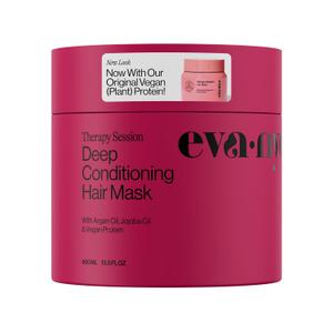 Eva NYC Therapy Session Deep Conditioning Hair Mask with Vegan Protein, Jojoba Oil + Argan Oil - Hydrate, Soften + Repair Hair Strength - Sulfate Free - Warm Vanilla Scent - 13.5 fl oz
