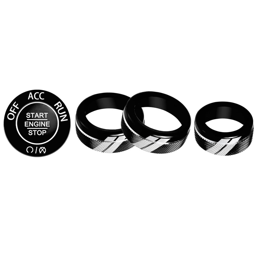 YOSRTER 5PCS Control Knob Cover for Dodge Durango Accessories 2021 2022 2023 2024 2025 Aluminum Air Conditioning AC Climate Switch Volume Tune Button Knob Cover(Black)