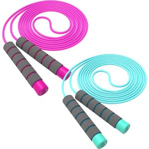 Jump Rope For Kids,Jump Rope Kids,Adjustable Soft Skipping Rope,Toddler Jump Rope With Skin-Friendly Foam Handles For Kids, Boys,Girls,Women, Men,Exercise Activity,Outdoor Fitness (Rose Pink + Blue)