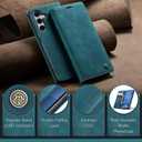 for Samsung Galaxy S25 Case, Flip Wallet Leather Case with Card Holder Magnetic Closure Shockproof Kickstand Protective Phone Cases Cover for Galaxy S25, Blue-Green
