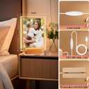 2 Pack 5x7 Acrylic Picture Frame with LED Light Wooden Base, Clear Magnetic Photo Frames, Gifts for Couple, Mom, Dad, Sister, Frineds