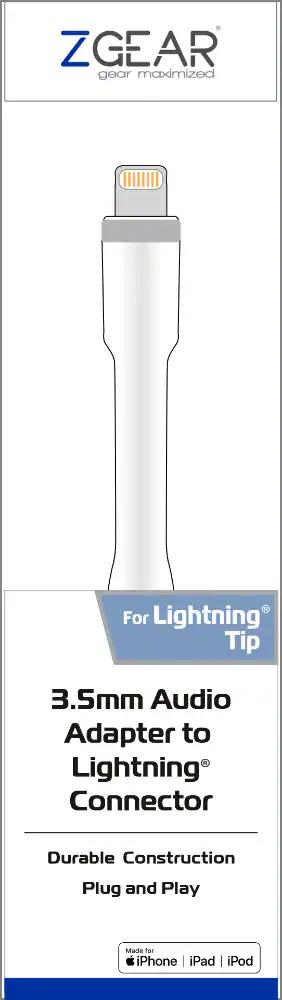 ZGEAR Audio Adapter 3.5mm Audio Lightning Connector