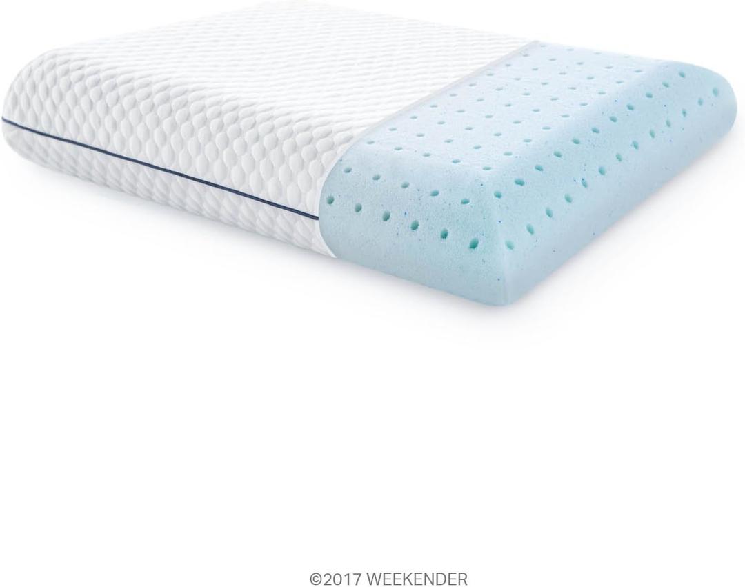 WEEKENDER Gel Memory Foam Pillow - Standard Size - 1-Pack - Medium Plush Feel - Neck & Shoulder Support - For Back, Side, & Stomach Sleepers - Home, Hotel, & Hospital Essentials