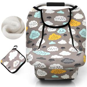 ACRABROS Car Seat Covers for Babies,All Season Infant Carseat Cover Canopy for Boys and Girls,Stretchy Adjustable Peeping Window with Mesh Cover,Warm Breathable Universal Fit,Clouds Sheep