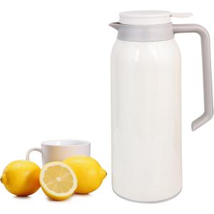 51 Oz Thermal Coffee Carafe Stainless Steel Double Wall Insulated Thermos Flask for Coffee Juice Tea Home and Office Use Keep 12 Hours Hot 24 Hours Cold White