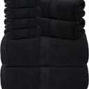 REDKISS 14 Piece Cotton Towel Sets for Bathroom - 2 Oversized Bath Sheets (35x70 in), 2 Hand, 4 Washcloth, Super Soft Quick Dry Highly Absorbent Balck Bath Towel Set for Home Gym Dorm Spa, 4pcs 36x52 4pcs 26x16 8pcs 11x11