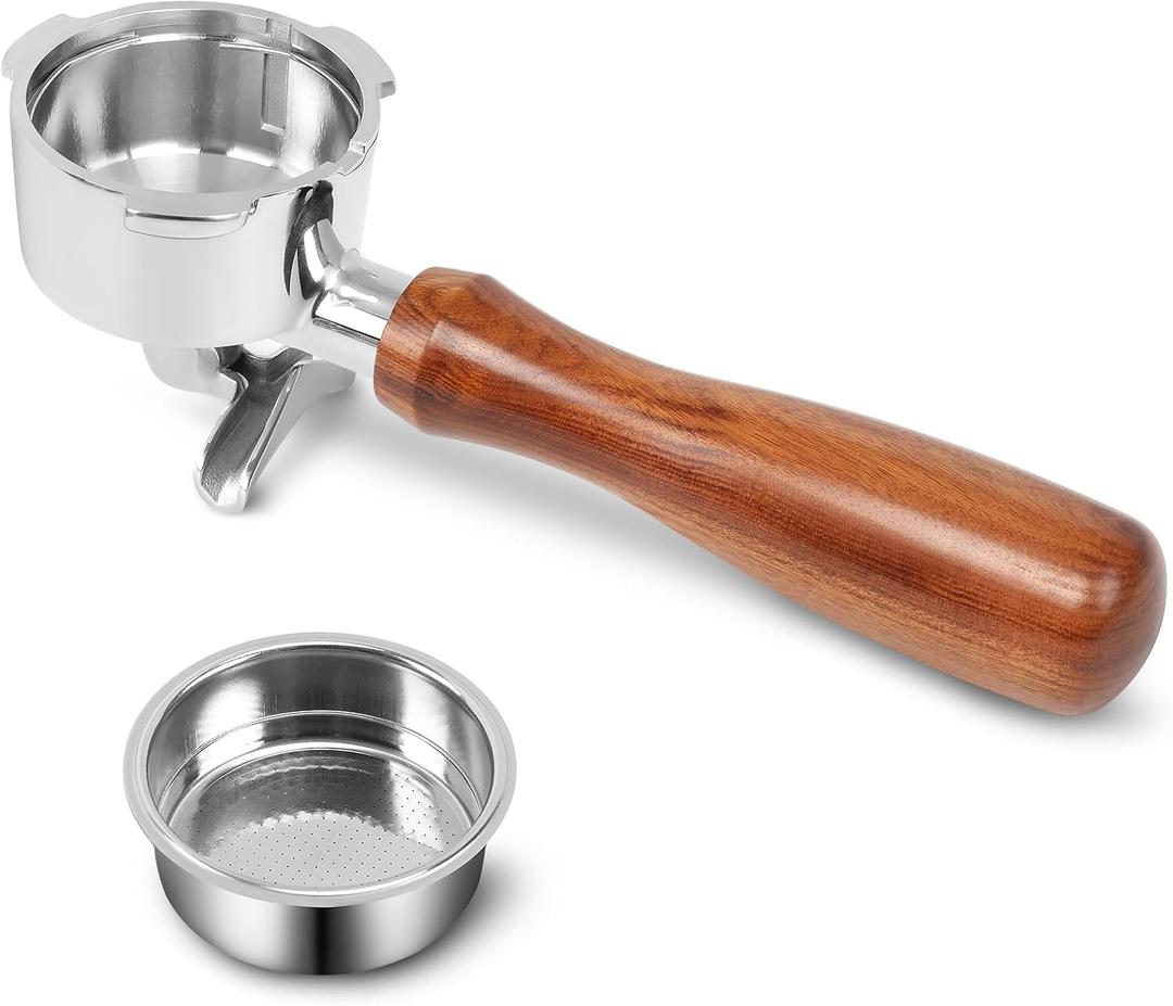 51mm Stainless Steel Portafilter for CASABREWS CM5418, 3 Ears Portafilter with Portafilter Basket Removal Tool Compatible for CASABREWS 3700Essential, 5418Pro and 5418Basic, Wooden Hadle