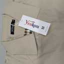 Yeokou Women Oversize Trench Coat Plaid Lining Lapel Button Down Casual Crop Jacket Outwear with Pockets, M