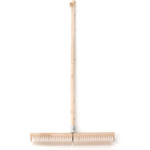 17.71” Heavy Duty Push Broom Outdoor, Stiff Plastic Bristles 4-Layer, 32.28” Wooden Handle, Industrial Broom for Garage Floor, Warehouse, Patio, Concrete, Deck & Sidewalk Cleaning