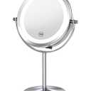 Benbilry 10X Magnifying Lighted Makeup Mirror, 7 Inch Double Sided 1X/10X Magnification with Lights, 360 Rotation Swivel Travel Make Up Mirror with Lighting, Battery Operated (Silver)
