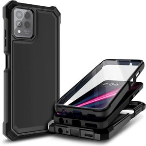 NZND Case for T-Mobile REVVL 6 Pro 5G / REVVL 6X Pro 5G with [Built-in Screen Protector], Full-Body Shockproof Protective Rugged Bumper Cover, Impact Resist Phone Case (Black)