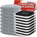 16 x Kiss Core New Upgrade Furniture Movers Sliders, 8+8 Pack 4.3" Multi-Surface Furniture Sliders with Groove Design, 8PCS Moving Pads and 8 Hardwood Socks, Protect Floor and Easily Move Furniture