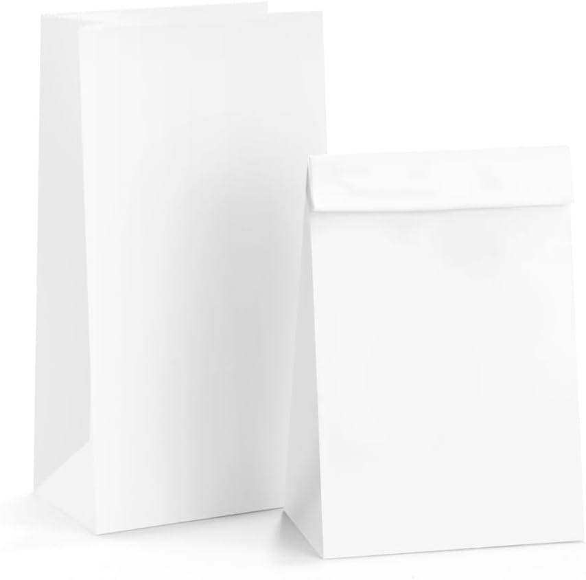 BagDream Paper Lunch Bags 6lb 100Pcs Kraft Bulk, Craft, Bread, White Snack Bags, 6x3.54x11 Inches Sack Lunch Bags