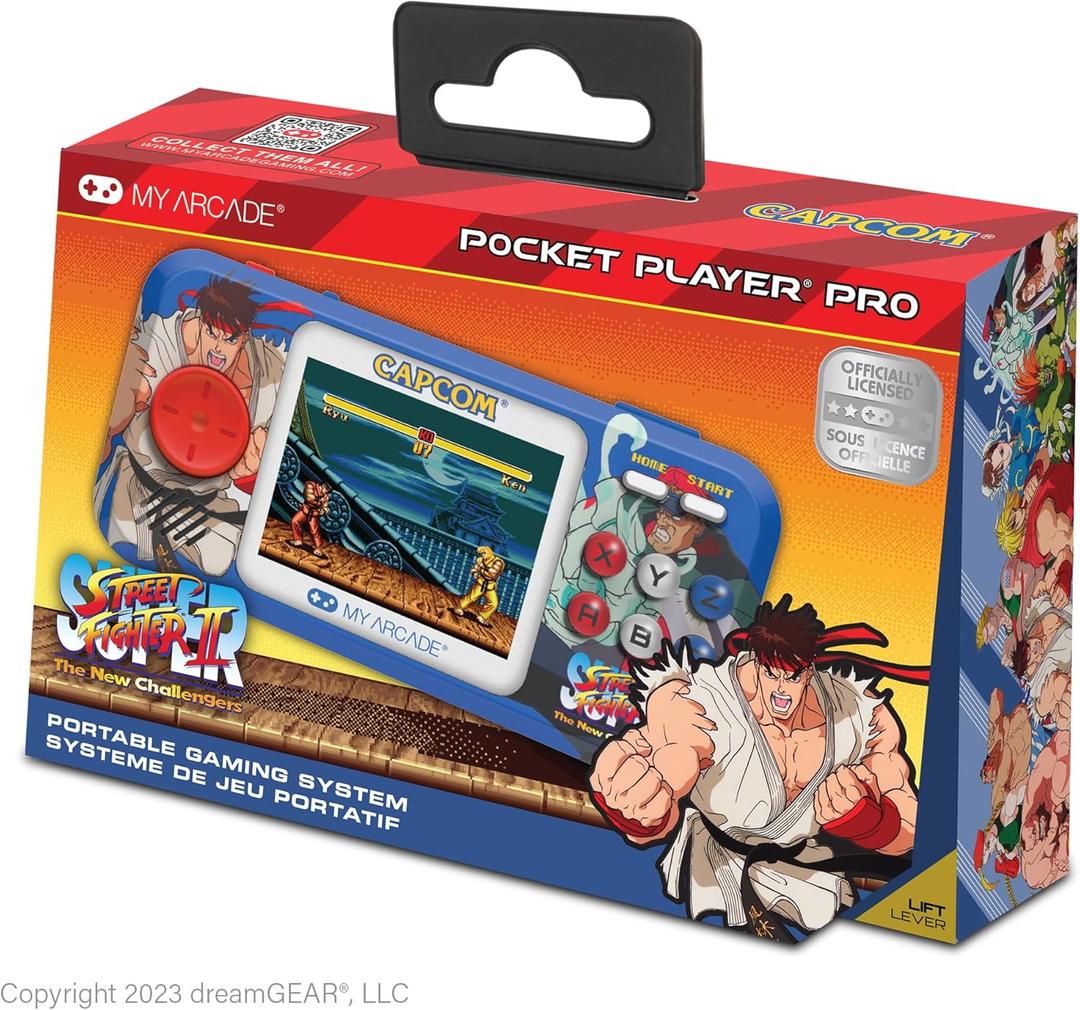 My Arcade Street Fighter II Pocket Player Pro: Capcom Officially Licensed Retro Handheld Game Consoles, 2 Games in 1, 2.75" Color Screen