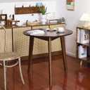 Rustic Round 3 Legs Casual Dining Table, Dark Brown Rubberwood Coffee Table End Table Modern Leisure Table Small Dining Room Kitchen Furniture for Small Space, 31.5"L x 31.5"W x 29"H