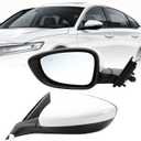 Left Driver Side Mirror Assembly Compatible with Accord 2023 2024 2025 (BSM) Blind Spot Match & Heated and Power Glass (7Pins White)