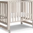 MAMAZING EvoNest Baby Crib, 3 in 1 Convertible Mini Crib with Wheels, 100% New Zealand Wood Crib, 4 Adjustable Mattress Height, GREENGUARD Gold Certified, Washed Natural, 40.1"L x 25.7"W x 35.4"H