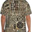 Hawaiian Shirt for Men Hawaii Tapa Cloth Tribal Vintage Short Sleeve Casual Button Down Tropical Summer Beach Shirt Black