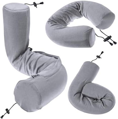 Dot&Dot Twist Memory Foam Travel Pillow for Airplanes - Travel Neck Pillow for Sleeping - Airplane Pillow for Neck Support - Adjustable, Bendable Neck Roll Pillow, 
Steel