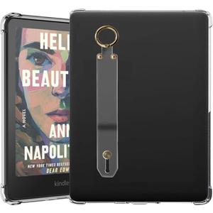 Hand Strap Clear Case for 2024 Release 7" Kindle Paperwhite (12th Gen) & Kindle Colorsoft Signature Edition,Hand Strap on The Left Scratch Proof Silicone Rubber Soft TPU Cover,Transparent