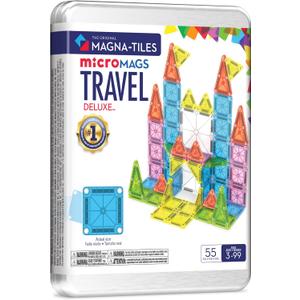 Magna-Tiles Micro MAGS Travel Set Deluxe 55-Piece Magnetic Construction Set, The Original Magnetic Building Brand