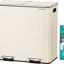 SONGMICS Trash Can, 2 x 10.6 Gallon (2 x 40 L), Almond Color