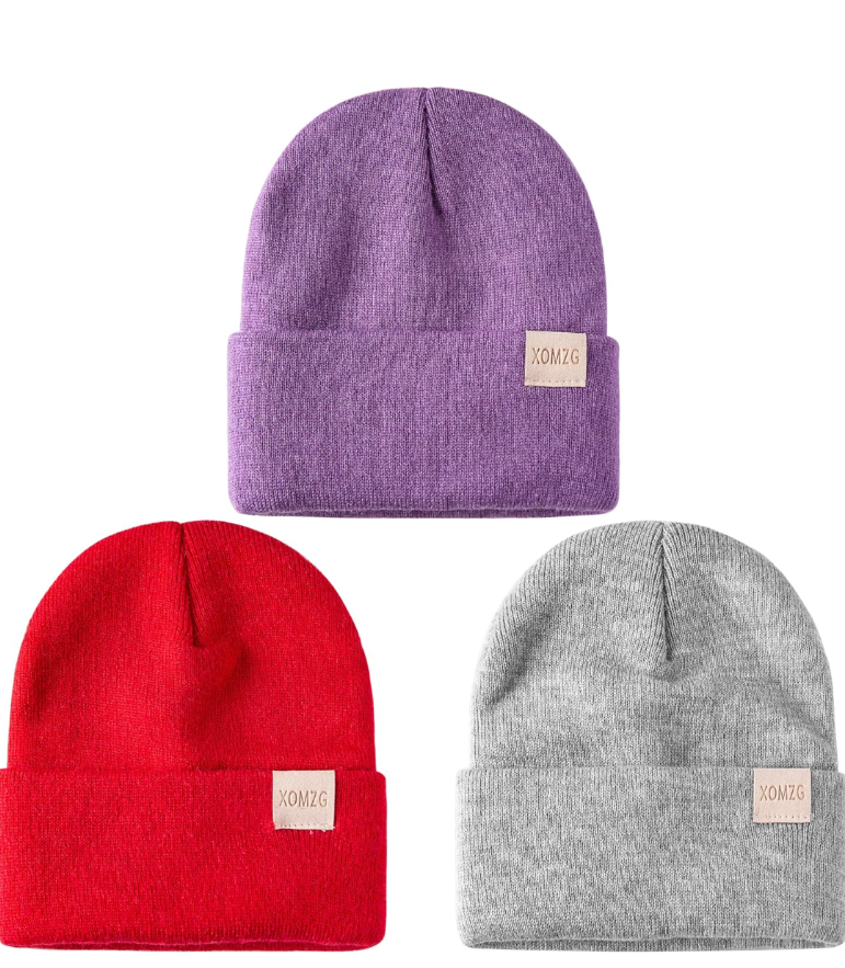 Toddler Beanie Kids Winter Hats Infant Warm Knit Cap Newborn Winter Warm Hat for 0-36 Month Boys Girls 2 Pack