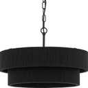 20 Black Hand Woven Rattan Chandelier Boho Pendant Light Adjustable Modern Pendant Light for Kitchen Island Dining Living Room, UL Listed