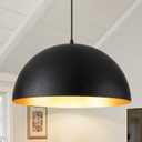 16" Dome Farmhouse Pendant Lights for Kitchen Island,Industrial Matte Black Pendant Light, Modern Adjustable Hanging Lamp for Dining Room,Living Room,Hallway,Cafe,Bar,1 Pack