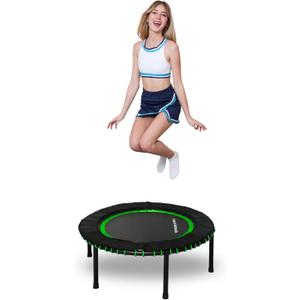 Leaps and Rebounds Fitness Trampoline, 48 or 40-inch Adults and Kids Rebounder for Indoor and Outdoor, Up to 270 lbs, Low Impact Cardio and Easy Home Workout (green)
