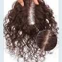 Wave 10" Short Human Hair Toppers for Women with Thinning Hair,Invisible Add Hair Volume 3.5"x5.5" Handmade Swiss Net Remy Curly Clip in Top Human Hairpiece for Covering Loss Hair Dark Brown