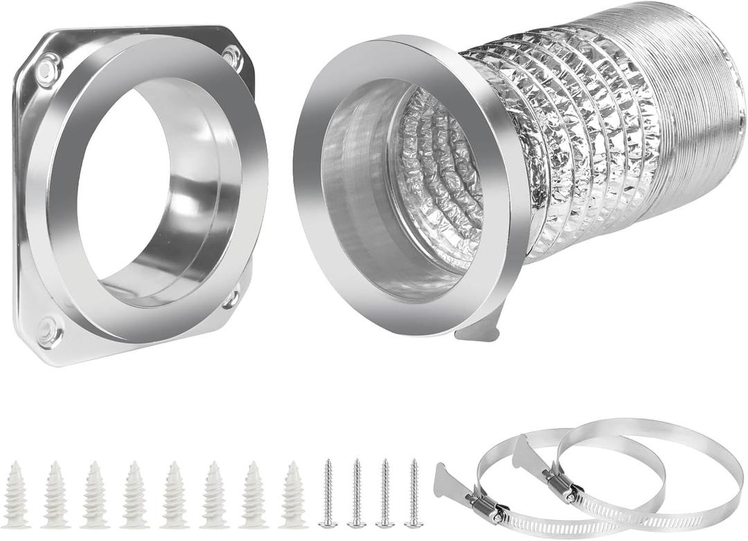 DVC-180 Magnetic Dryer Vent Coupling Connector Kit Easy to Clean Quick Connector Including a 3.3ft 4" Duct and two Clamps
