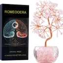 6 inch Rose Quartz Crystal Tree of Life Healing Chakra Tree for Positive Energy, Good Luck Gemstone Money Tree Bonsai Feng Shui Tree for Home Office Desk Decor Reiki Spiritual Gift for Women