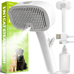 Pet Steam Brush for Cats & Dogs - 3 in 1 Cat Brushes for Shedding - Self Cleaning Dog Grooming Brush with 60mL Water Tank and 2-speed Adjustable Spray for Long/Short Hair Pets