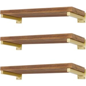 6 Pcs Gold Shelf Bracket 8 Inch Heavy Duty Brackets for Shelf Metal Wall Floating Shelving Brackets Industrial Shelf Brackets for Space Saving