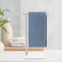 Hand Towel Holder, Hand Towel Stand for Bathroom with Marble Base, 304 Stainless Steel L Shape Hand Towel Rack Bar Standing for Vanity Kitchen Countertop, Brushed Nickel