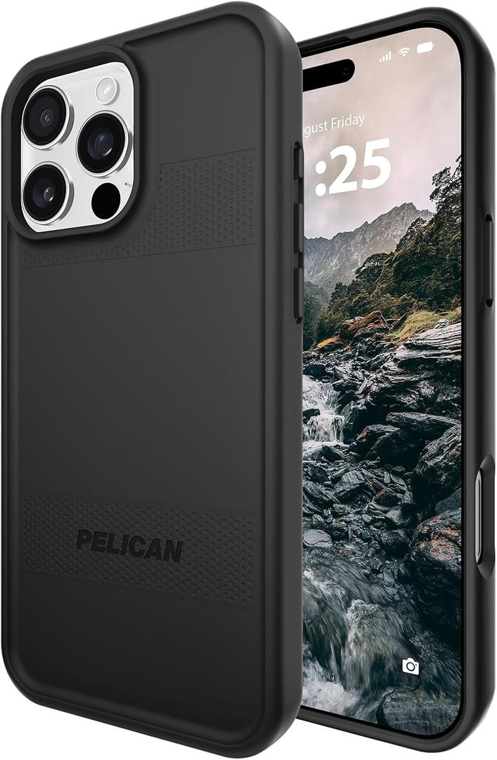 Pelican Protector iPhone 16 Pro Max Case [Compatible with MagSafe] Rugged Magnetic Phone Case with 16ft Military-Grade Drop Protection - Heavy Duty Phone Cover for iPhone 16 Pro Max - Black