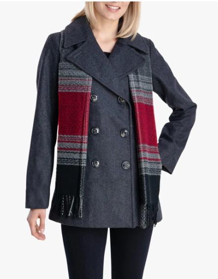 DOUBLE BREASTED PEACOAT WITH SCARF (M)