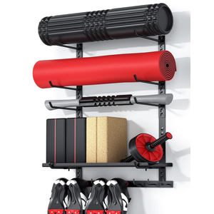Home Gym Storage Shelf Only, Adjustable Gym Equipment Organizer Wall Mounted with Shelf for Home Training Accessories