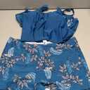 MODLILY Cut Out Tankini Swimsuits for Women, Two Piece Bathing Suits, Fake 2 in 1 Blouson Top with Boyshorts (Blue, XL)