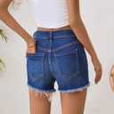 OFLUCK Jean Shorts for Womens Mid Rise Ripped Denim Summer Shorts (Yw1013-dark Blue)