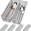 Smgmg Silverware Drawer Organizer, Cutlery Drawer Organizer, 6 Pack Utensil Drawer Organizer, Kitchen Utensils, Flatware Organizer with Interlocking Arm (9.6 * 3 * 2 inch, Grey)