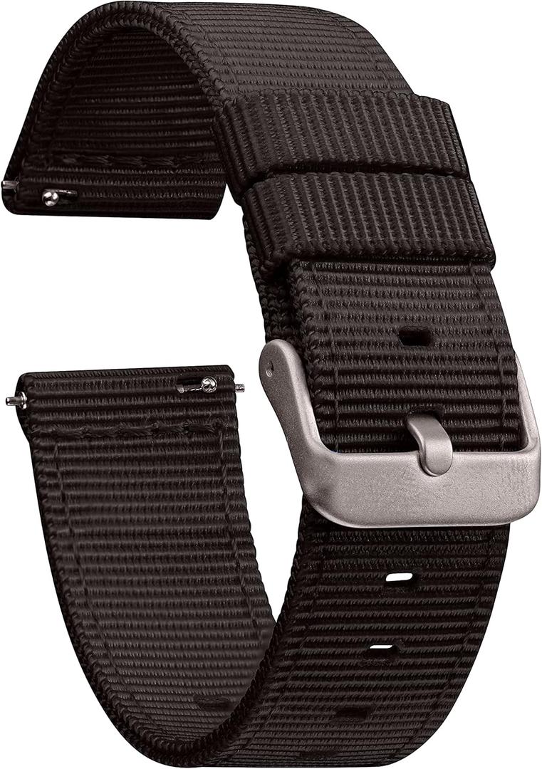 GadgetWraps Nylon Watch Band with Quick Release Pins Compatible with Gizmo Watch, Samsung, Pebble Black, 20mm (20mm Width (Check devices list below))
